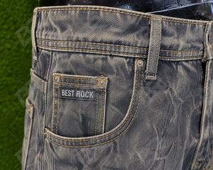 Men's Vintage Formal Washed Denim Cotton Cargo Pants Loose Fit Lightweight Multi Pocket Workwear Streetwear - Product Image 5