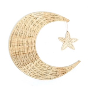 Accessoires de décoration pour chambre d'enfant, art mural en rotin naturel, tissage artisanal, décoration murale suspendue - Product Image 1