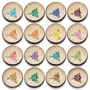 Bol en noix de coco fait main incrusté de nacre, design minimaliste, vente en gros Vietnam, fournisseur B2B Hanoï pour articles de cuisine domestiques - Product Image 1