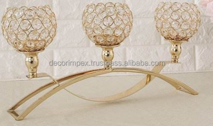 Artículos de decoración de metal Mini candelabro de cristal decoración de portavelas de cristal - Product Image 3