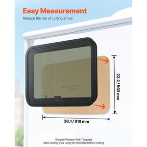 Anello di finitura per zanzariera oscurante per finestra camper 36'' L x 22'' A, adatto a pareti con spessore da 1 1/4'' a 1 13/16'', accessori esterni per uscita finestra camper - Product Image 6