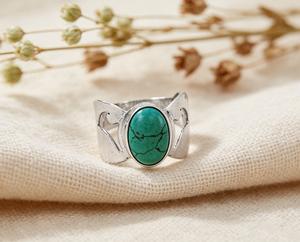 Art Palace Fashionable Synthetic Turquoise Gemstone <b>Silver</b> <b>Ring</b> - Product Image 1