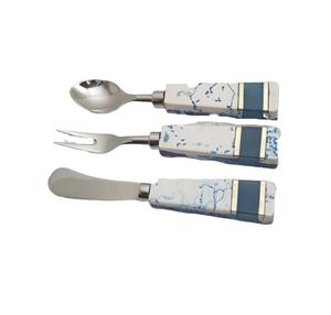 Ensemble de couverts 5 pièces en acier inoxydable avec manche fantaisie en résine dorée scintillante et finition dorée, nouveau design - Product Image 6