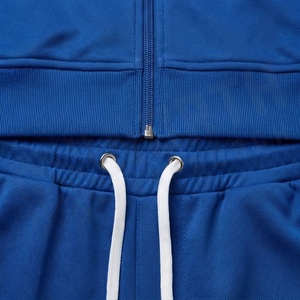 Survêtement bleu pour homme, veste sportive à fermeture éclair intégrale avec poches latérales et pantalon à cordon de serrage, polyester respirant, vêtements d'automne - Product Image 5