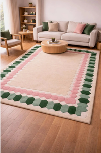 Tapis en laine tuftés faits main – Tapis modernes écologiques antidérapants, rembourrés, antibactériens, à poils bouclés, résistants au feu, pour la prière - Product Image 4