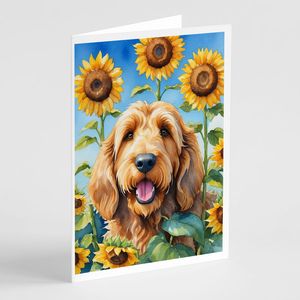 Whimsical Otterhound in Sunflowers A7 Size <b>5x7</b> Blank Note Cards Pack of 8 with <b>Envelopes</b> for Greetings - Product Image 1