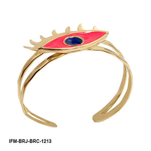 Brazalete de Latón Chapado en Oro Fucsia Hecho a Mano con Talismán de Ojo Rosa Orquídea para el Amor y el Equilibrio Espiritual, de Moda para Mujer - Product Image 4