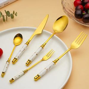 Elegant Royal Design Cutlery Flatware Set <b>Resin</b> Handle Stainless Steel with Gold Finish for Weddings and Special Occasions - Product Image 4