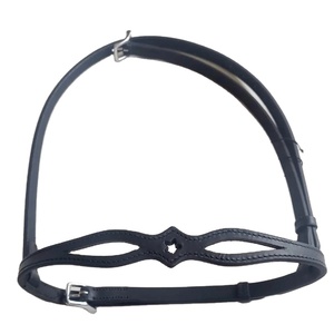 Muserolle en cuir verni véritable léger de qualité supérieure pour l'équitation Produits de chevaux islandais noirs avec muserolle en cuir noir - Product Image 4