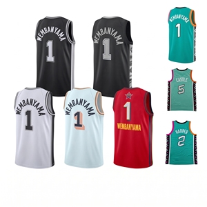 Venta al por Mayor de Camisetas de Baloncesto de Alta Calidad # 1 Wembanyama # 2 Camisetas Personalizadas Bordadas HARPER 100% Poliéster Antibacterianas - Product Image 2