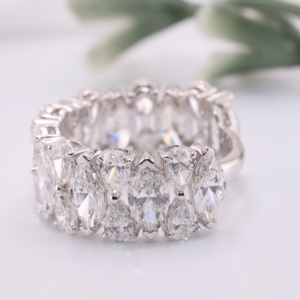 Luxury Wide Marquise Pear Cut Lab Grown Diamond Eternity Band White Gold Multi <b>Row</b> Cluster Wedding Ring Fine Jewelry Women E - Product Image 3