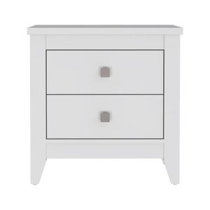 Comodino Oasis con due cassetti e quattro gambe, piano superiore di alta qualità in bianco - Depot E Shop - Product Image 3
