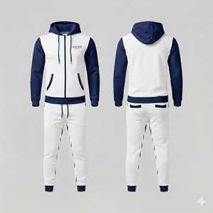 Ensemble de survêtement pour homme, couleur bordeaux, à capuche, fermeture éclair intégrale, coupe classique, vêtements d'hiver, respirant, 100% coton, streetwear décontracté - Product Image 3