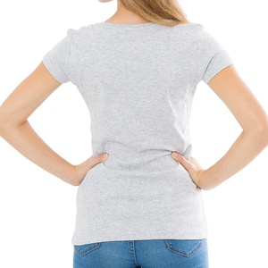 OEM personalizado de las mujeres de color sólido de la camiseta de la pantalla impresa 100% de algodón orgánico Slim Fit transpirable Casual diseñador de los clientes - Product Image 2