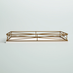 Plateau de service rectangulaire moderne de luxe en bois et métal, organisateur décoratif pour coiffeuse, maison, cuisine, bureau à prix avantageux - Product Image 5