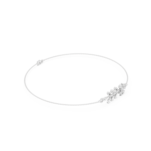 กำไลข้อมือทอง 14K ประดับมอสซาไนต์รูปดอกไม้สำหรับผู้หญิง ทรงกลมเจียระไนแบบบริลเลียนท์ ตัวเรือนแบบกรงเล็บ พร้อมสายรูปใบไม้ - Product Image 3