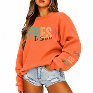 <b>Women's</b> Winter <b>Navy</b> White Foil Letter Print Embroidery Front Crew Neck Sweatshirt Long Sleeve Casual Woven <b>Fleece</b> Eco-Friendly - Product Image 5