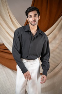 Men's Summer Flannel Oversized <b>Half</b> Sleeve Dropped Shoulder Casual <b>Button</b> <b>Shirt</b> Multiple Colors OEM ODM Wholesale Manufacturer - Product Image 4