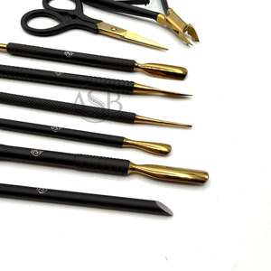 Private Logo Sustainable Stainless Steel Matte Gold Plated Professional Durable Portable Nail Tools Pusher Manicure Pedicure - Product Image 2
