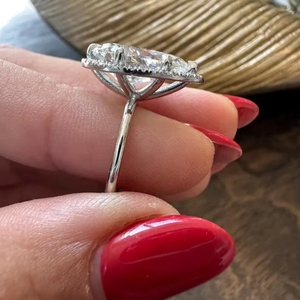 Lab Grown Diamond Engagement <b>Ring</b> 5.5CT Pear VS1/2 Lab Diamond <b>Ring</b> Pear Diamond Certified IGI <b>Large</b> Diamond Halo Pear <b>Ring</b> - Product Image 3