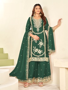 Salwar Kameez Moderno para Mujer CHINON con Forro Completo y Bordado Intenso para Bodas/Fiestas - Product Image 5