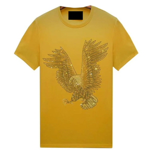Chemises amples tendance pour le quotidien, T-shirts unis avec strass pour femmes, Streetwear en pur coton léger et décontracté - Product Image 1