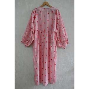 ชุดเดรสผ้าฝ้ายพิมพ์ลายบล็อกทำมือสำหรับผู้หญิง |   เสื้อผ้าลำลองสไตล์โบฮีเมียนสำหรับฤดูร้อน - Product Image 5