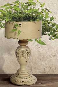Pot de fleurs moderne en métal avec poignée en bois et motif floral pour jardin - Product Image 4
