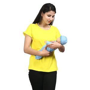 <b>Women's</b> <b>Yellow</b> Crew Neck Short Sleeve T-Shirt Solid Color Casual Knitted 100% Cotton Breathable Regular Fit All Seasons - Product Image 1