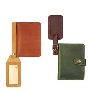 Couverture de porte-passeport en cuir et ensemble d'étiquettes de bagage LPT-0010 personnalisées faites à la main - Product Image 1