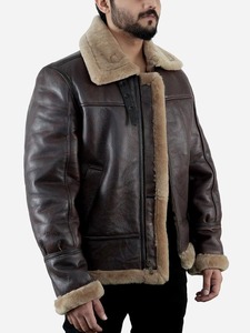 Nouvelle collection de vestes en cuir B3 en peau de mouton pour hommes, design tendance avec col en fourrure, respirantes, grandes tailles, style moderne, personnalisables, en vente - Product Image 6