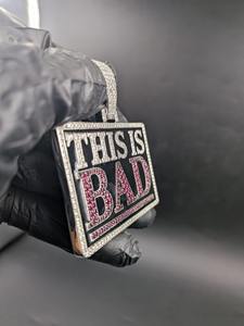 Pendentif plaque textée en moissanite rose, serti de diamants VVS, en argent 925, style hip-hop pour rappeurs, à porter au quotidien, à prix abordable - Product Image 6