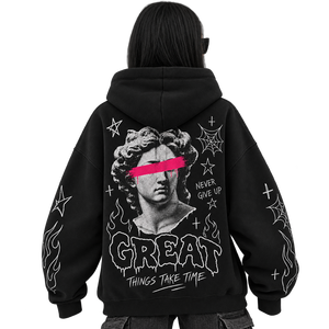 Sudadera con Capucha Reversible de Manga Larga y Hombros Caídos para Mujer, con Bordado 3D Personalizado, Estilo Urbano, Otoño/Invierno - Product Image 1