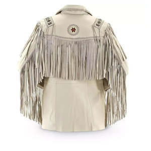 Solid Trader Real <b>Suede</b> Fringe Leather <b>Jacket</b> Cowboy Tassel Style Breathable Fabric Modern Western Wear For Unisex - Product Image 4