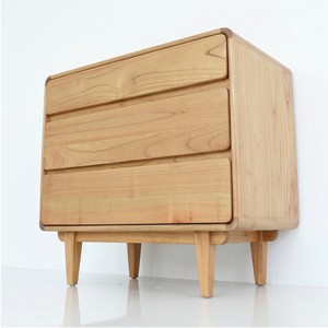 Commode en teck massif de qualité supérieure, style mid-century modern, meuble de chambre à coucher, 3 tiroirs, armoire de rangement en bois - Product Image 3