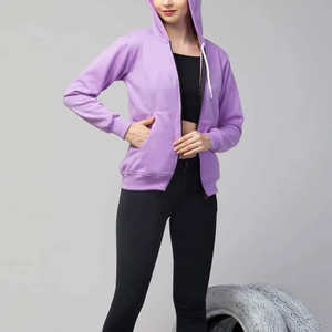 Sweat-shirt à capuche zippé sur le devant pour femme, couleur personnalisée, 100% polyester mélangé, coupe décontractée, séchage rapide, éco-responsable - Product Image 3