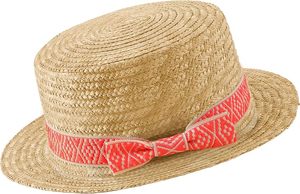 Chapeau de paille cloche d'été fait main avec motif à carreaux, fleur et nœud, idéal pour la plage et les voyages, vente en gros Hanoi ViettimeCraft - Product Image 4