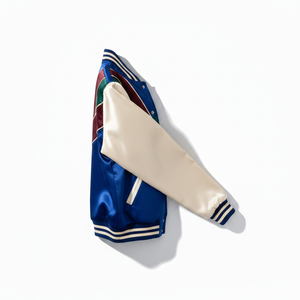 Premium Custom Satin Varsity <b>Jacket</b> - Plain Panel <b>Work</b> - High Gloss Finish - Product Image 4