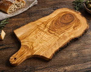Tabla de Cortar Redonda de Madera de Olivo Ecológica con Asa para Preparación de Alimentos - Product Image 4