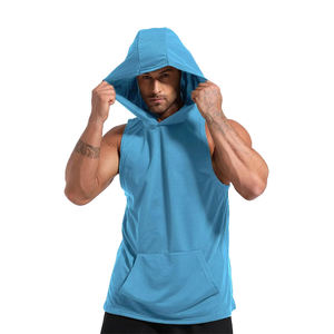 Chaleco Deportivo Sólido Personalizado al por Mayor, Chaleco Deportivo sin Mangas para Gimnasio, Camiseta sin Mangas para Hombre con Capucha, Camiseta sin Mangas de Gran Gramaje - Product Image 4