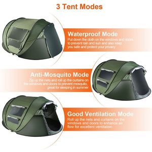 Tenda da Campeggio Automatica Pop-Up in PVC per 5-8 Persone, Impermeabile, Montaggio Istantaneo, 4 Finestre con Zanzariera e Borsa per il Trasporto - Product Image 5