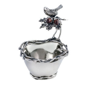 Magnifiques bols de service de luxe pour aliments, finition argentée brillante, extérieur poli, intérieur avec revêtement en poudre bleue. - Product Image 2