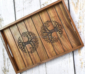 <b>Rustic</b> <b>Wooden</b> Tray for Cofeee Tea Tableware and Dinnerware Set Wholesale Durable <b>Wooden</b> Tray - Product Image 4