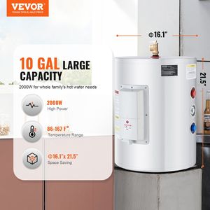 Scaldabagno Elettrico Senza Serbatoio da 10 Galloni con Display LED da 1.6Kw, Controllo a Manopola, Protezione IPX4 - Product Image 2