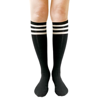 Chaussettes de golf pour femmes à trois bandes, longueur genou, polyester/coton, été, fabriquées en Corée, KG02