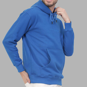 New Solid <b>Blue</b> Color Printed <b>Men's</b> Winter Hoodies Casual Graphic Fleece Pullover Stretch Trendy Pocket 100% Cotton - Product Image 4