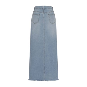 Jupe longue en jean pour femme, coupe trapèze, ajustée, taille basse, style vintage, avec poches, vente en gros usine, personnalisable - Product Image 2