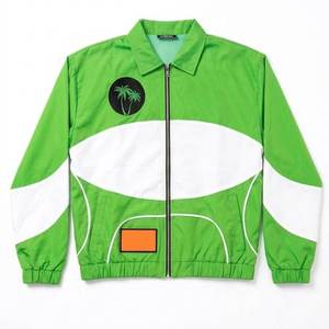 Ensemble de survêtement vert color-block avec veste zippée à manches longues et short à cordon de serrage, respirant, décontracté, pour l'été, pour adultes - Product Image 2