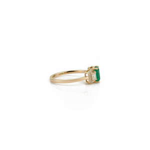 Productos en Oferta, Anillo Elegante de Oro Amarillo Puro de 14K con Esmeralda y Diamantes, Joyería para Regalo de Boda y Fiesta, Proveedor de Joyas - Product Image 5