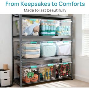 Set di 4 Contenitori Trasparenti da 72 QT con Coperchi, Scatole Impilabili Grandi con Chiusura per Organizzare Vestiti - Product Image 2